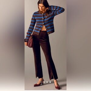 NWT Anthropologie Maeve high rise split front velvet skinny pants, XS